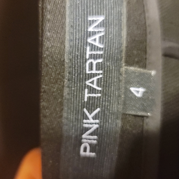 NWOT PINK TARTAN Pencil Skirt Dbl Vented Sz 4 Black Rear Zip Closure - Picture 5 of 7